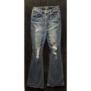 Indigo Rain Womens Jeans Size 9 Distressed Flare Leg Denim Casual Style